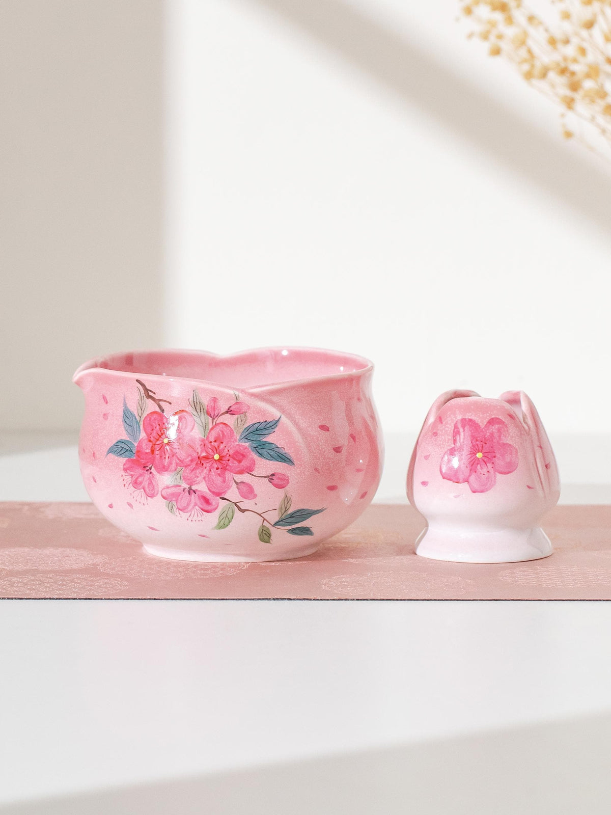 Hand-Painted Pink Cherry Blossom Matcha Set Of 4 product photo 6