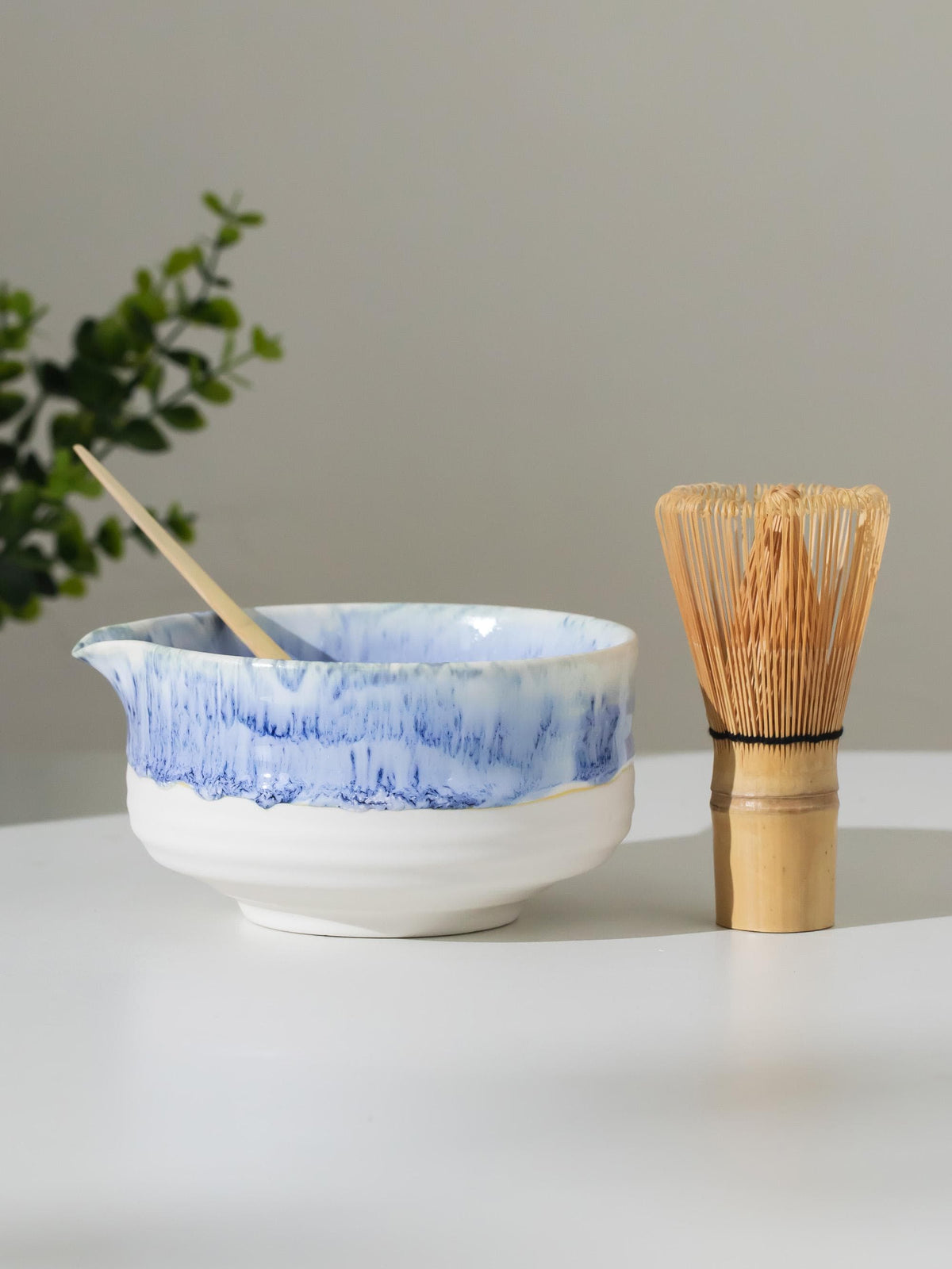 Light Gray Flow Glaze Matcha Bowl Set product photo 7