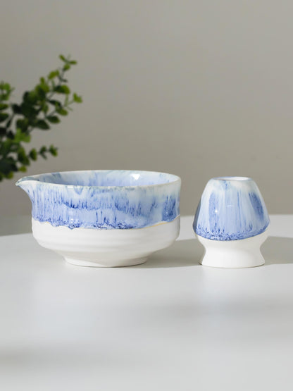 Light Gray Flow Glaze Matcha Bowl Set product photo 3