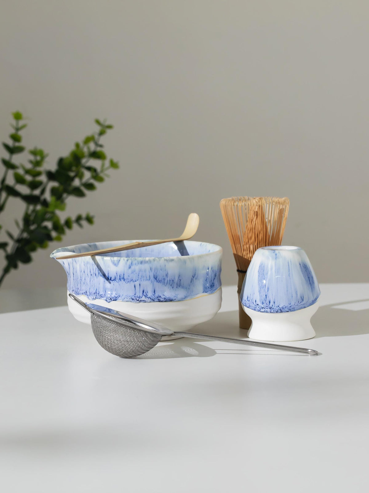 Light Gray Flow Glaze Matcha Bowl Set product photo 8