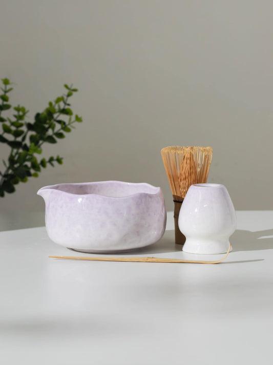 Hand-Sculpted Purple Matcha Bowl Set product photo 1