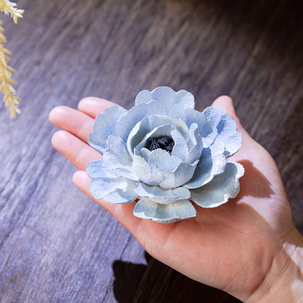 Handmade Blue Lotus Ceramic Incense Holder Flower Zen Decor Aesthetic Zen Decor product photo 6