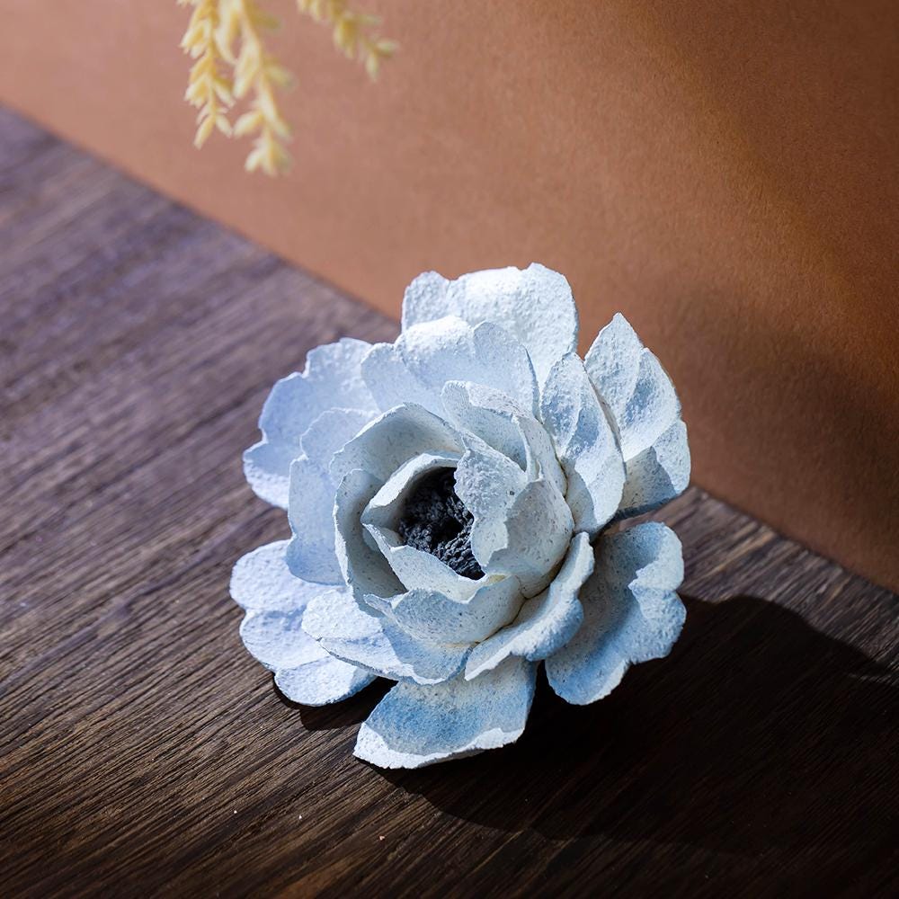 Handmade Blue Lotus Ceramic Incense Holder Flower Zen Decor Aesthetic Zen Decor product photo 7
