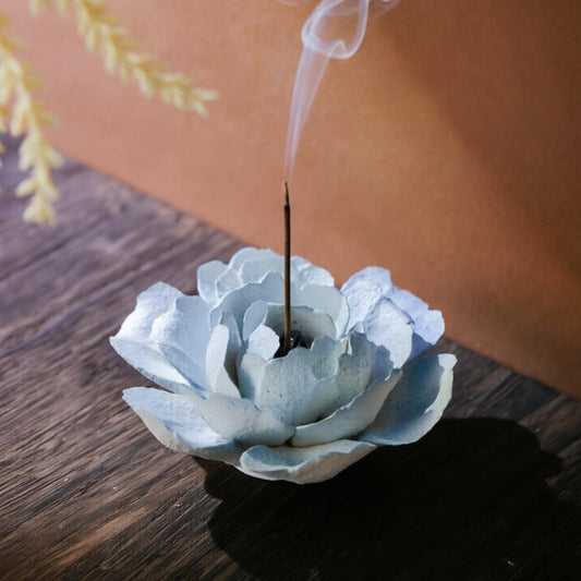 Handmade Blue Lotus Ceramic Incense Holder Flower Zen Decor Aesthetic Zen Decor product photo 1
