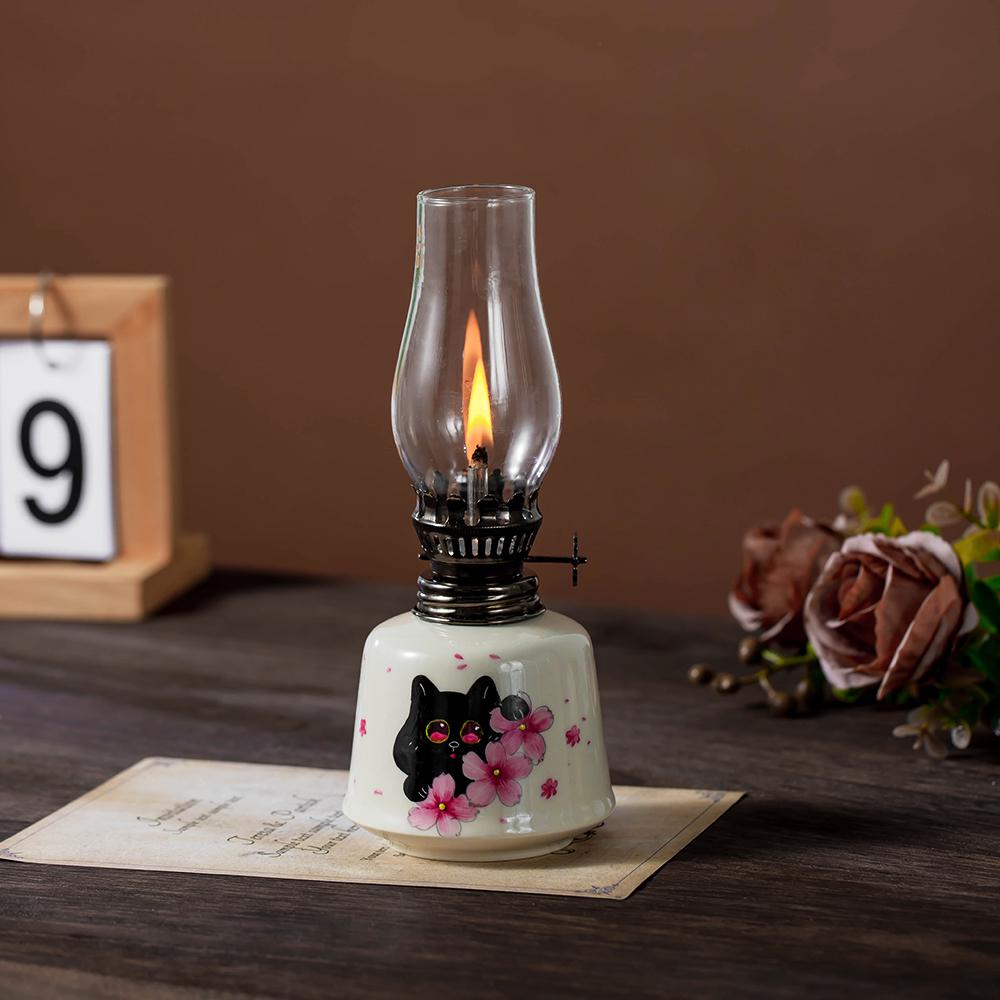 Black Cat Sakura Oil Lamp product photo 1