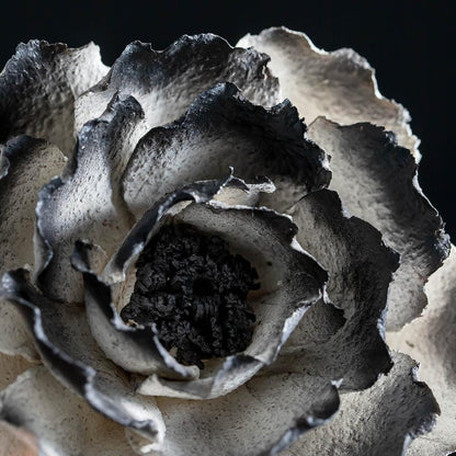 Handcrafted Black Gradient Peony Ceramic Flower Sculpture product photo 1