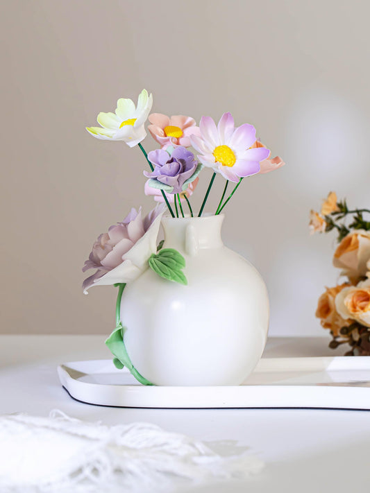 Handmade Blush Flower Ceramic Bud Vase(No Flowers)– Soft Purple Floral Mini Vase product photo 1
