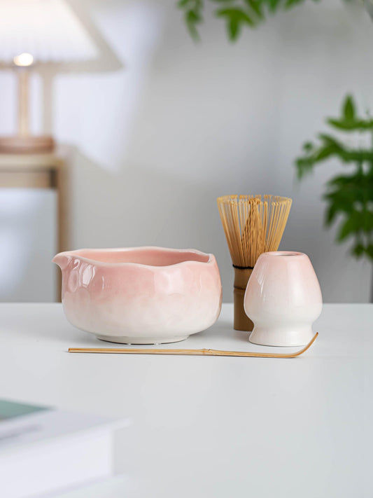 Pink White Gradient Matcha Bowl Set product photo 1