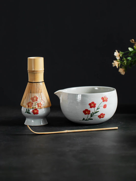 Red Flower Matcha Set Of 4 product photo 1