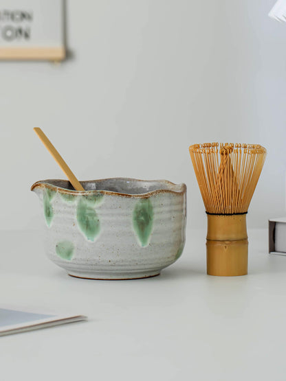 Artisanal Natural Green Glazing Matcha Bowl Set product photo 5
