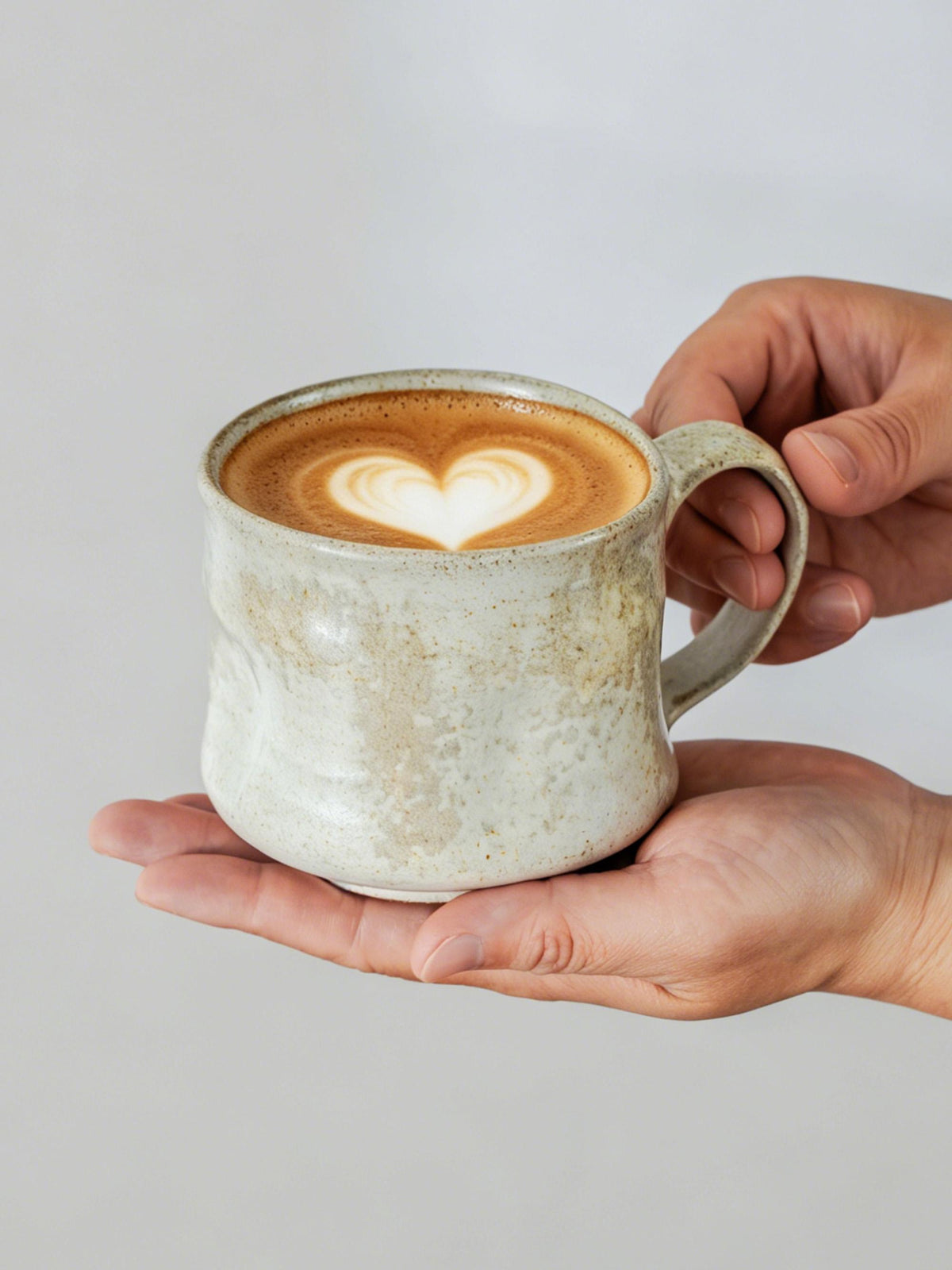 Handle Vintage Style Gray White Unique Her Ceramic Coffee Mug product photo 3