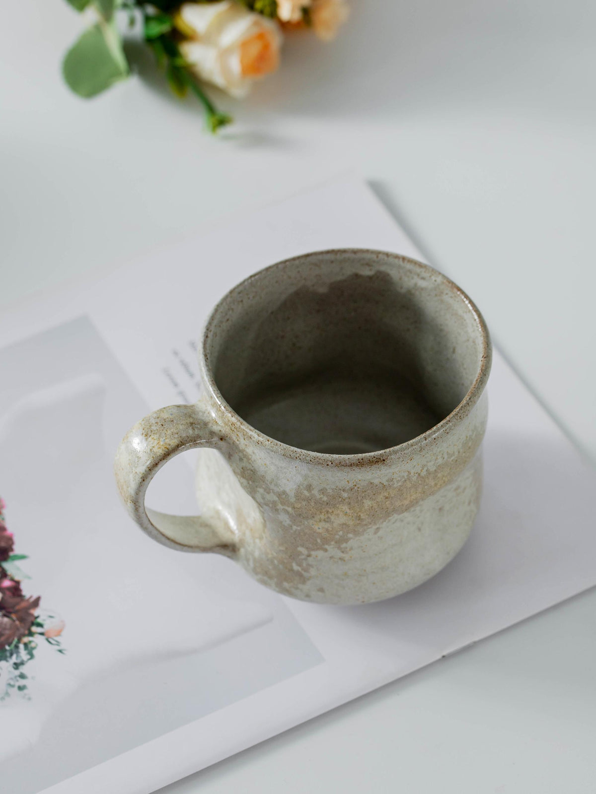 Handle Vintage Style Gray White Unique Her Ceramic Coffee Mug product photo 8