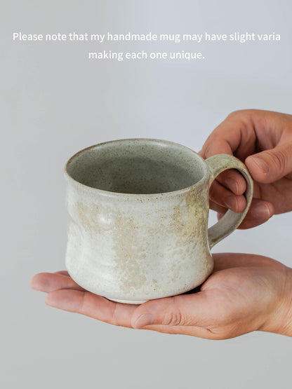 Handle Vintage Style Gray White Unique Her Ceramic Coffee Mug product photo 4