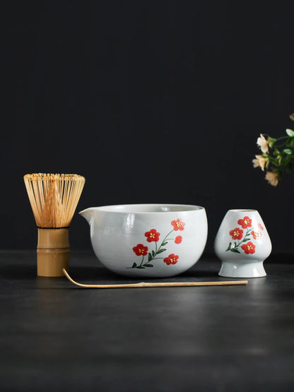 Red Flower Matcha Set Of 4 product photo 5