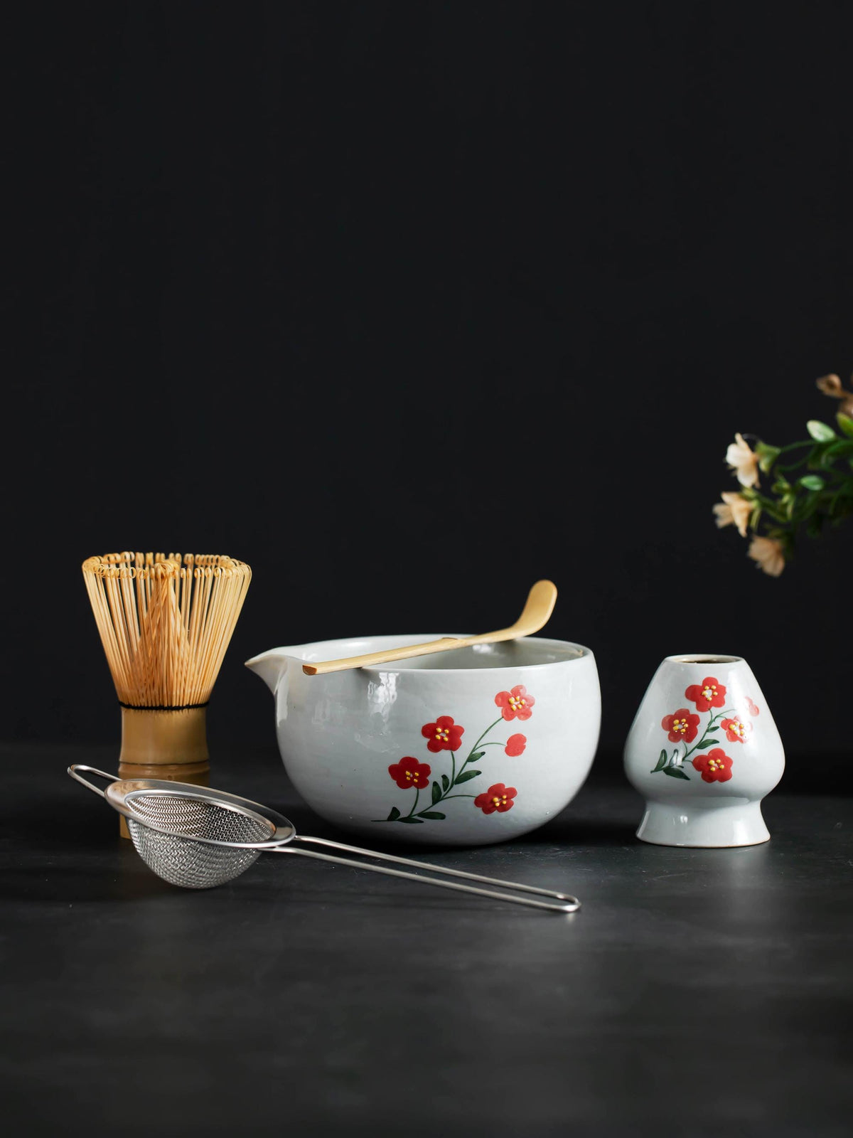 Red Flower Matcha Set Of 4 product photo 2