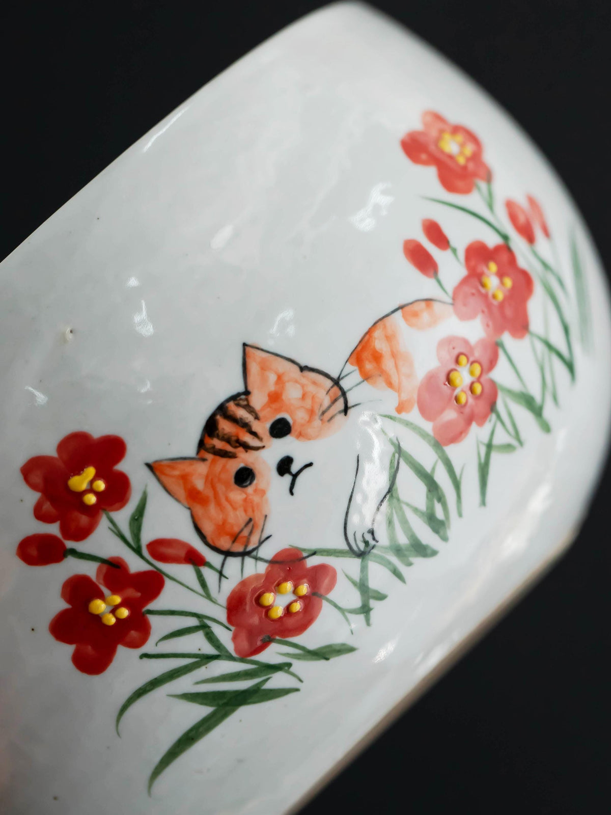 Orange Cat In A Flower Garden Matcha Set Of 4 product photo 3