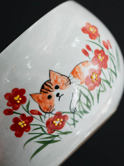 Orange Cat In A Flower Garden Matcha Set Of 4 product photo 3