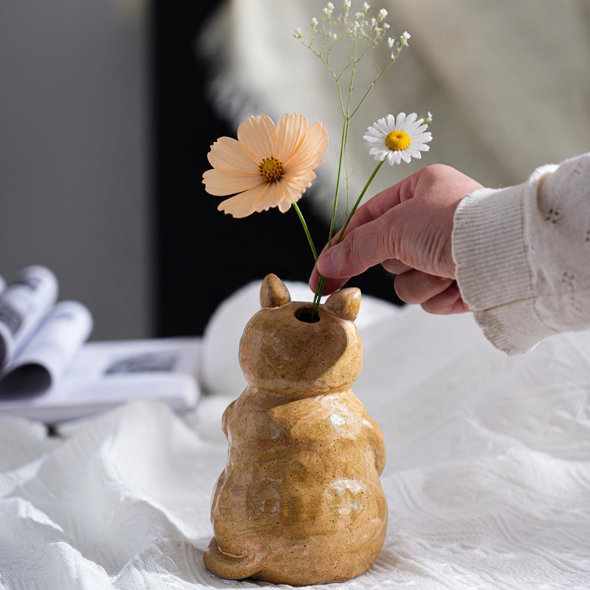 Handmade Ceramic Cat Vase product photo 4