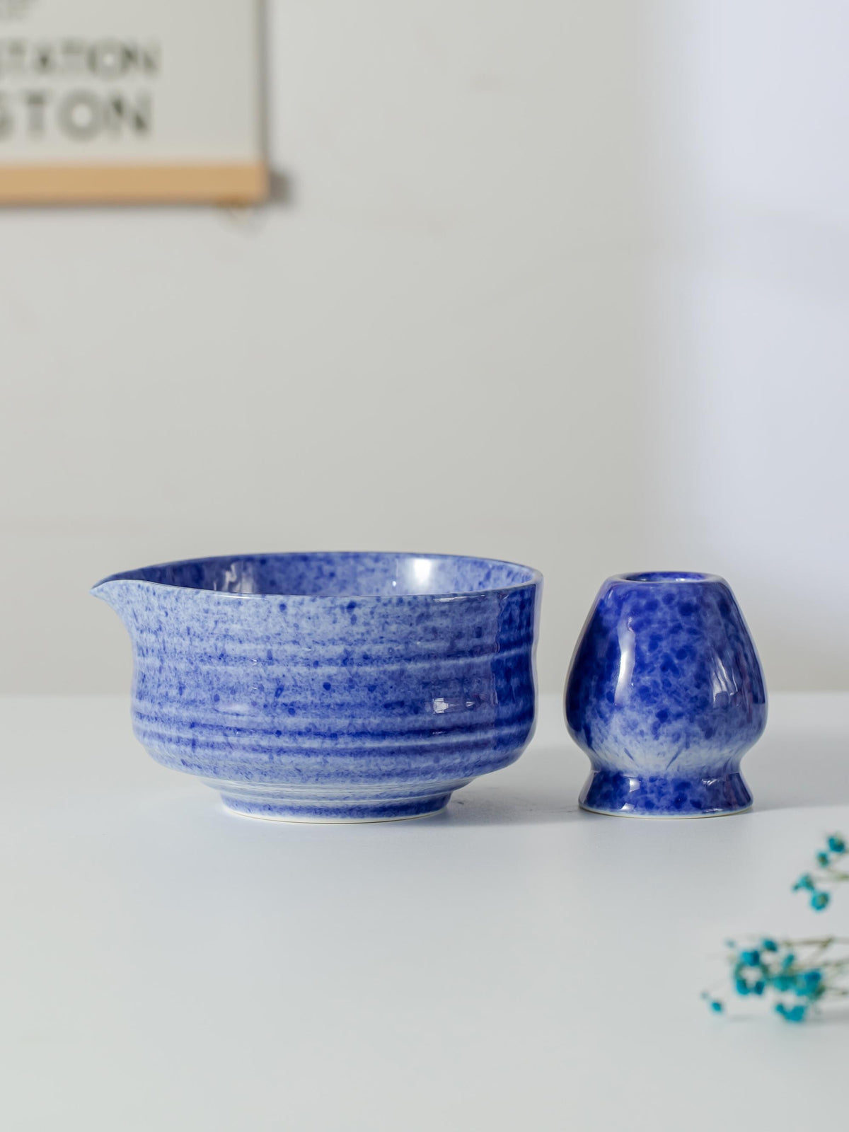 Ocean Blue Speckled Matcha Bowl Set product photo 3