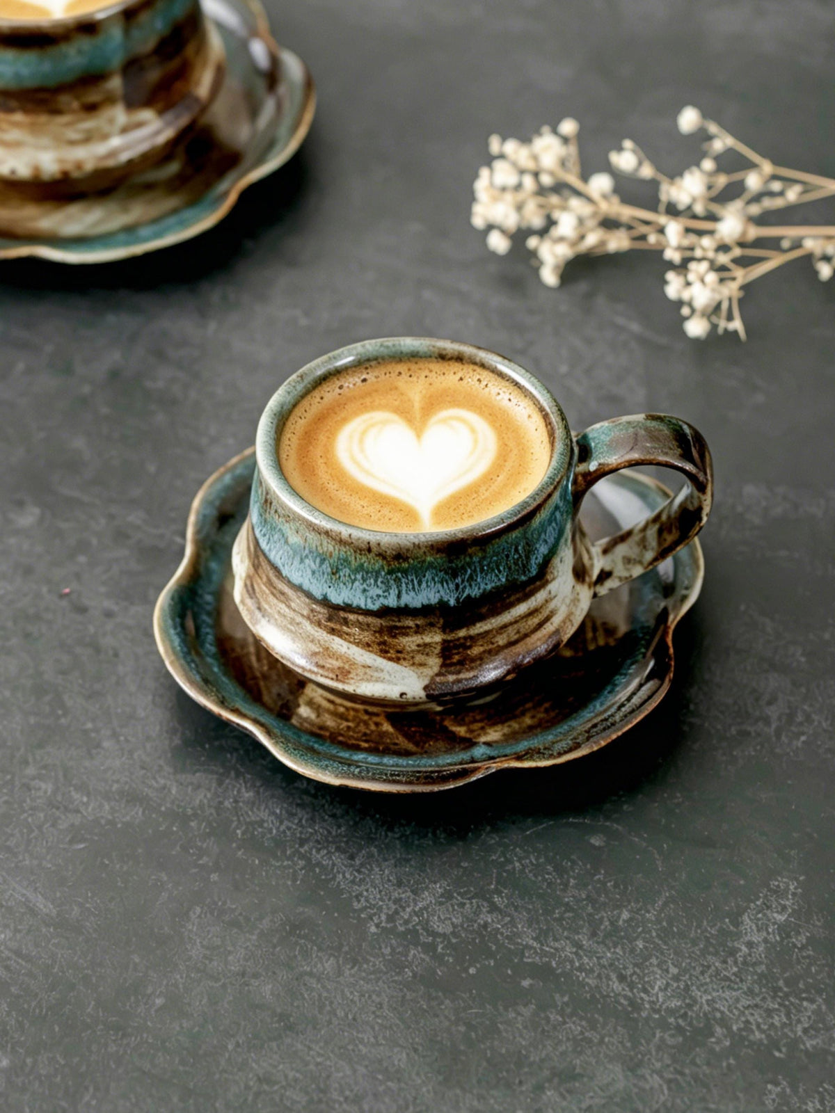 Vintage Stoneware Coffee Cup and Saucer product photo 1