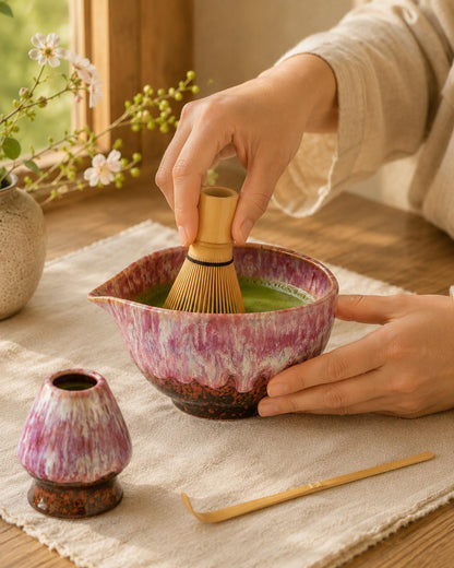 Pink Flow Glaze Matcha Bowl Set product photo 5