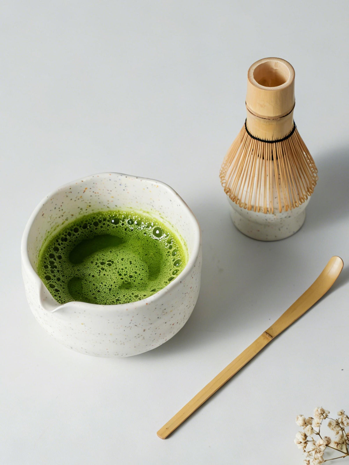 White Speckled Matcha Bowl Set product photo 4