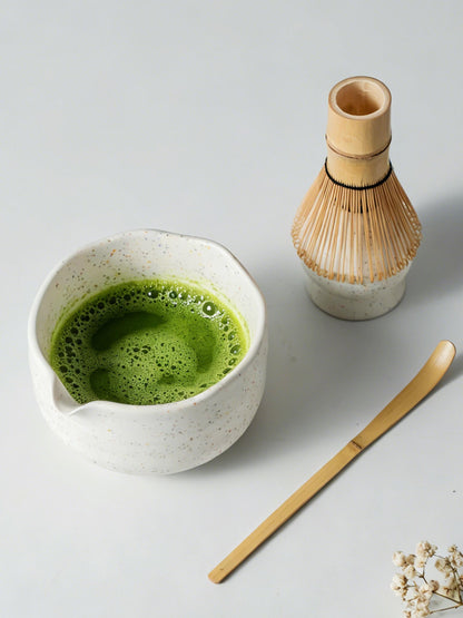 White Speckled Matcha Bowl Set product photo 4