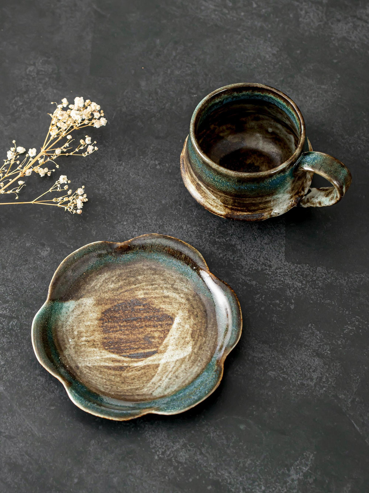 Vintage Stoneware Coffee Cup and Saucer product photo 2
