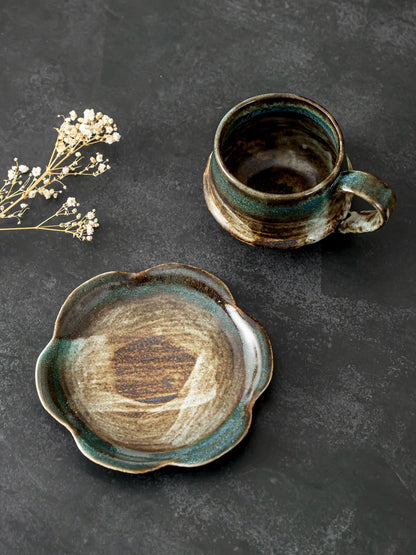 Vintage Stoneware Coffee Cup and Saucer product photo 2