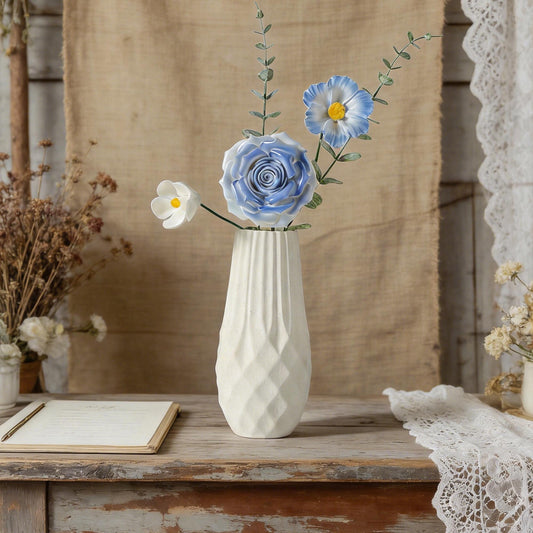 Handmade Ceramic Flower Bouquet Blue Forever Flowers Everlasting Floral Gift Cer product photo 1