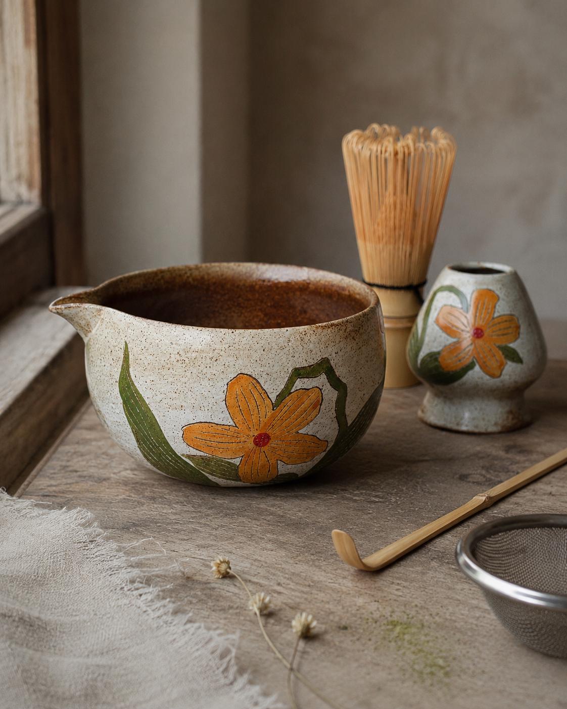 Floral Matcha Bowl Set product photo 4