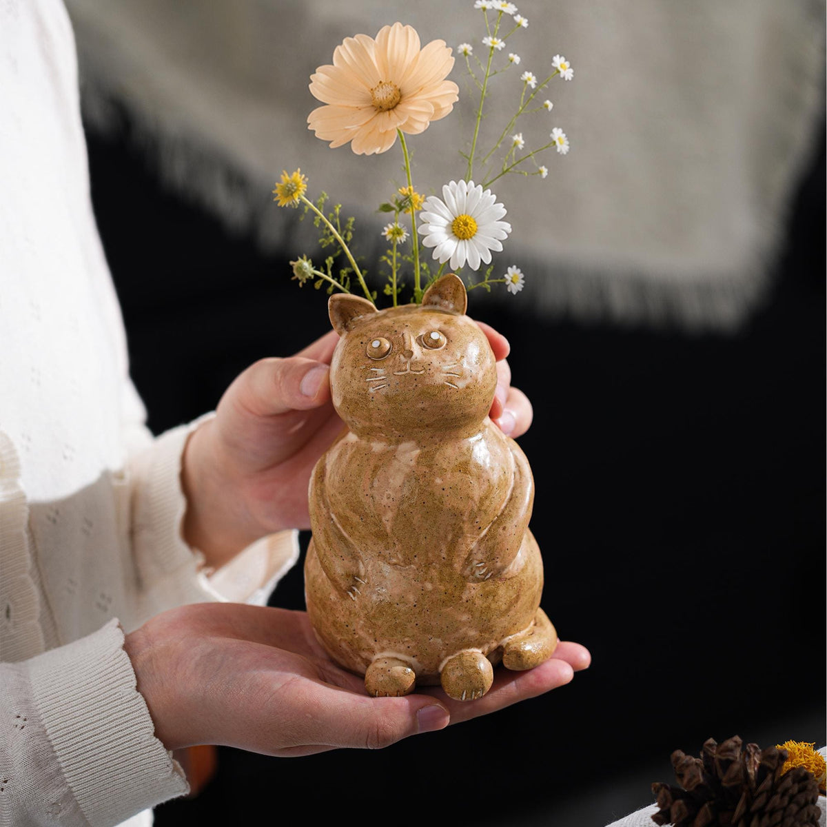 Handmade Ceramic Cat Vase product photo 2