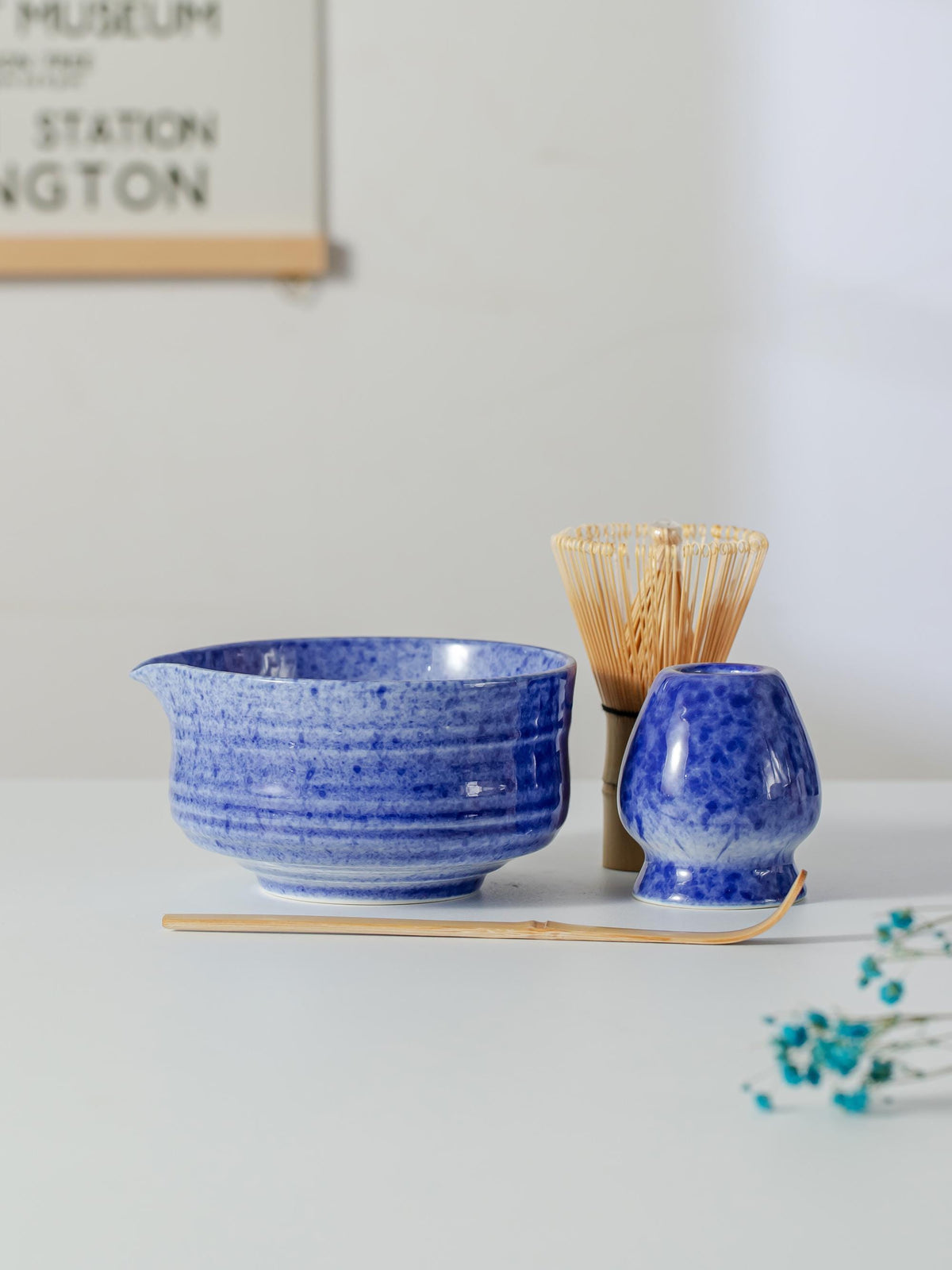 Ocean Blue Speckled Matcha Bowl Set product photo 1
