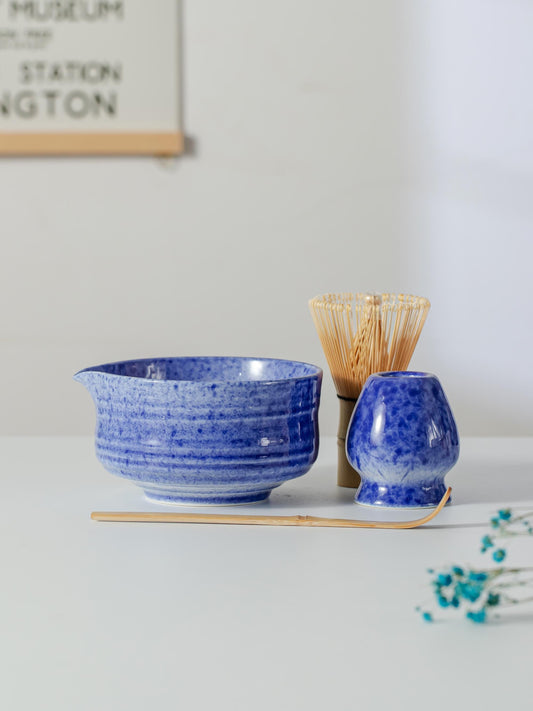 Ocean Blue Speckled Matcha Bowl Set product photo 1