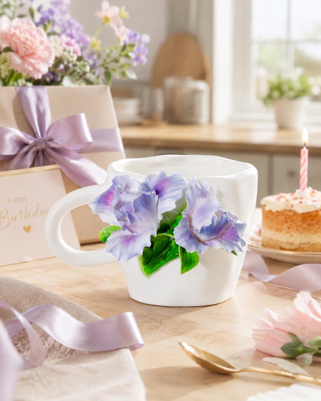 Purple Iris Ceramic Coffee Mug product photo 3