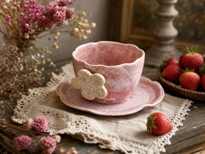 Pink Flower Coffee Cup and Saucer product photo 6