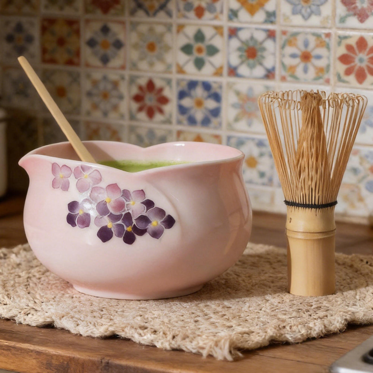 Pink Flower Matcha Bowl Set product photo 8