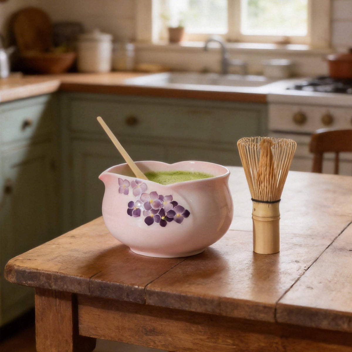 Pink Flower Matcha Bowl Set product photo 1