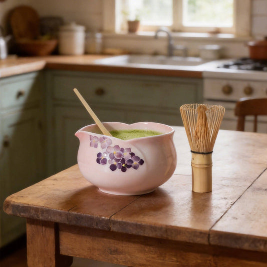 Pink Flower Matcha Bowl Set product photo 1