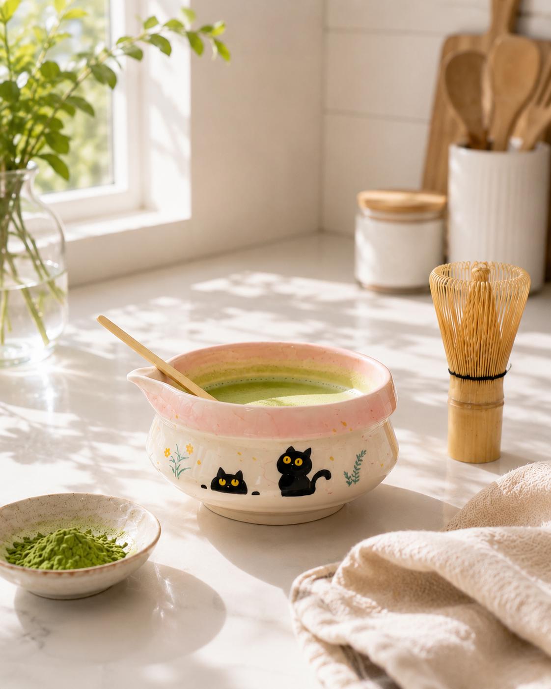 Cute Cat Matcha Bowl Set product photo 6