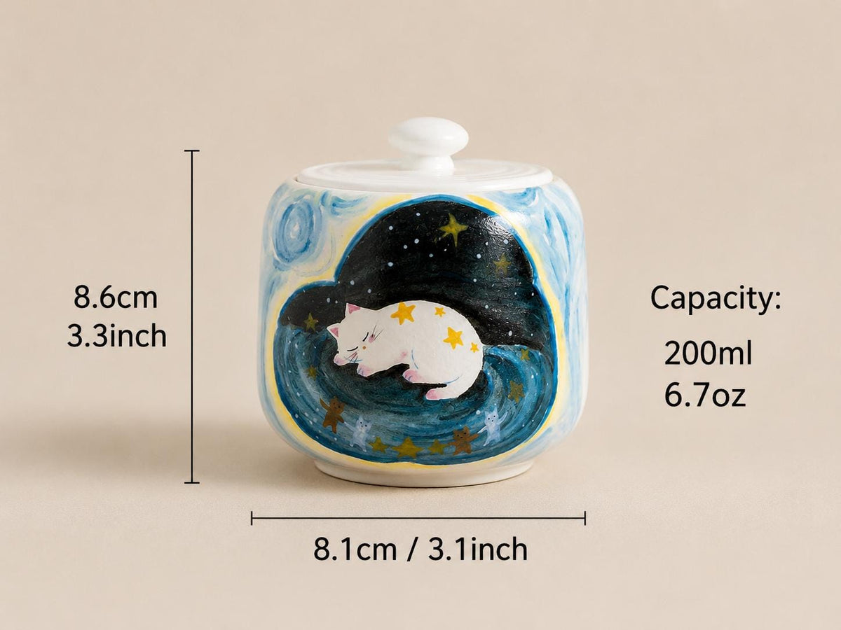 Starry White Cat Cat Memorial Urn product photo 4