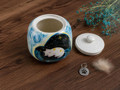 Starry White Cat Cat Memorial Urn product photo 3