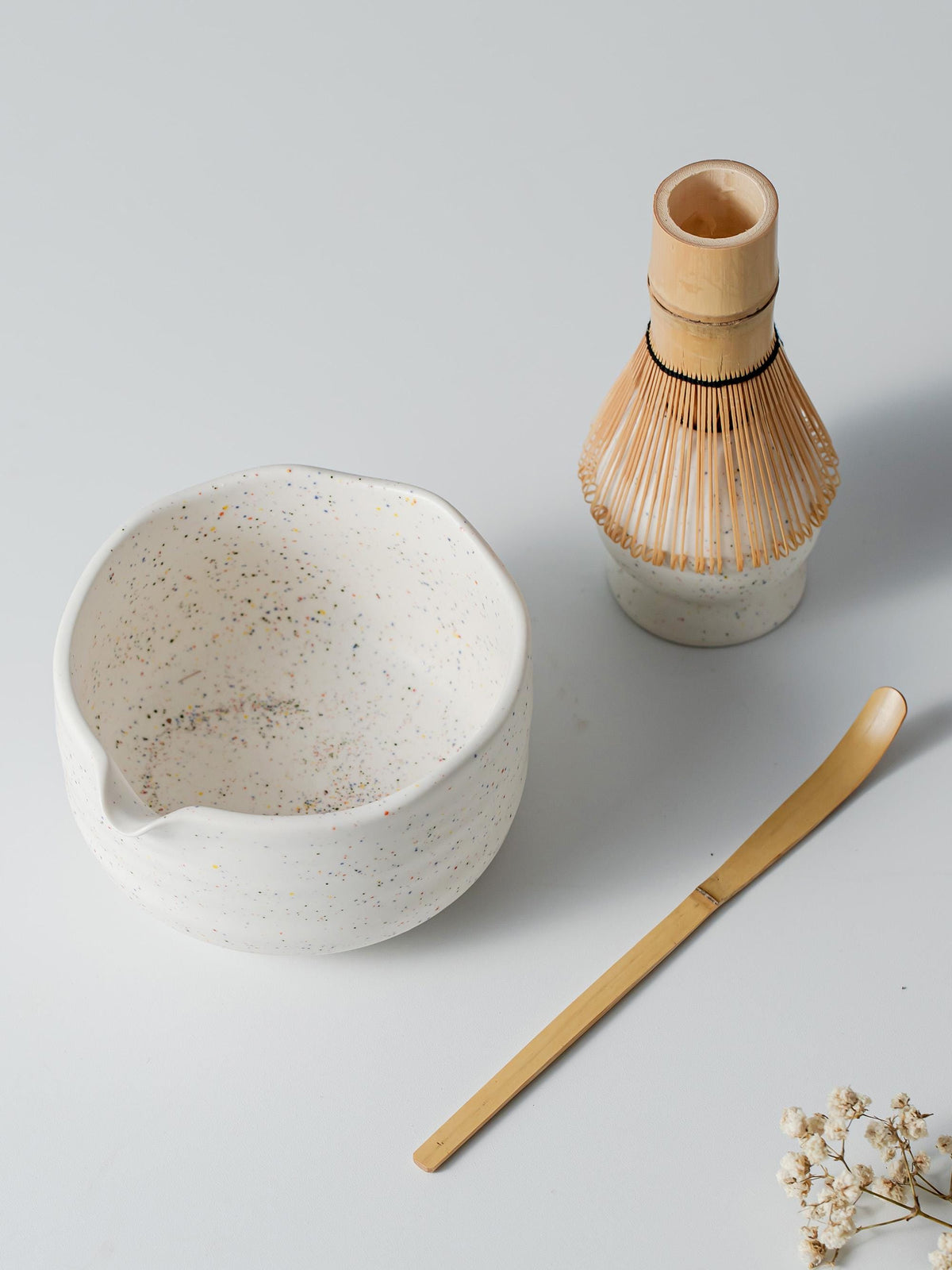 White Speckled Matcha Bowl Set product photo 5