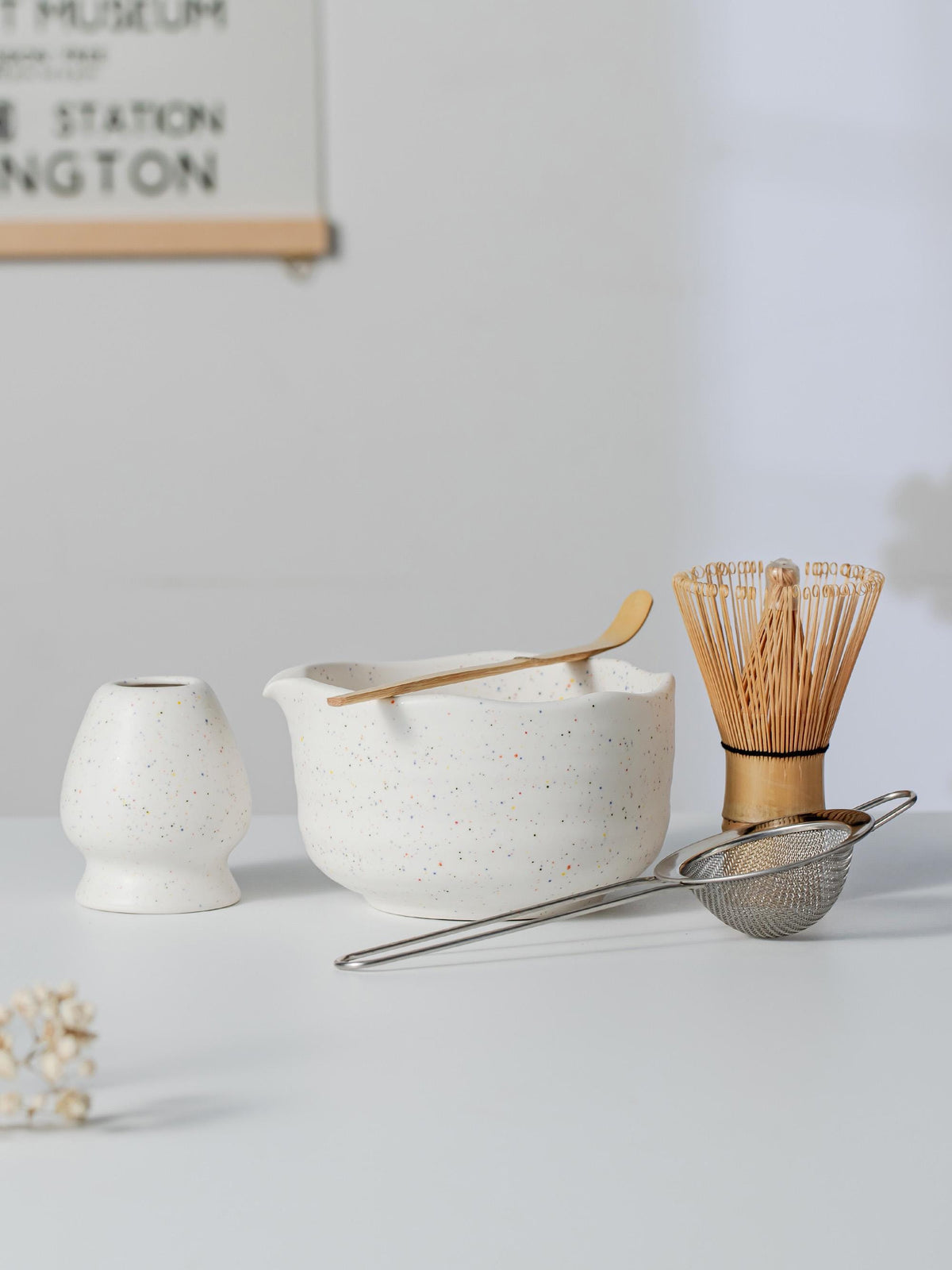 White Speckled Matcha Bowl Set product photo 7