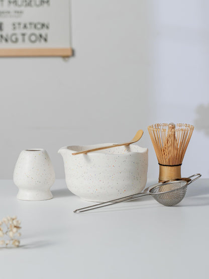 White Speckled Matcha Bowl Set product photo 7