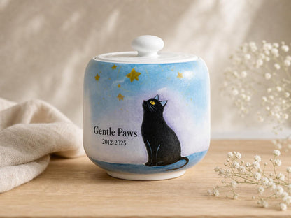 Starry White Cat Memorial Urn product photo 2