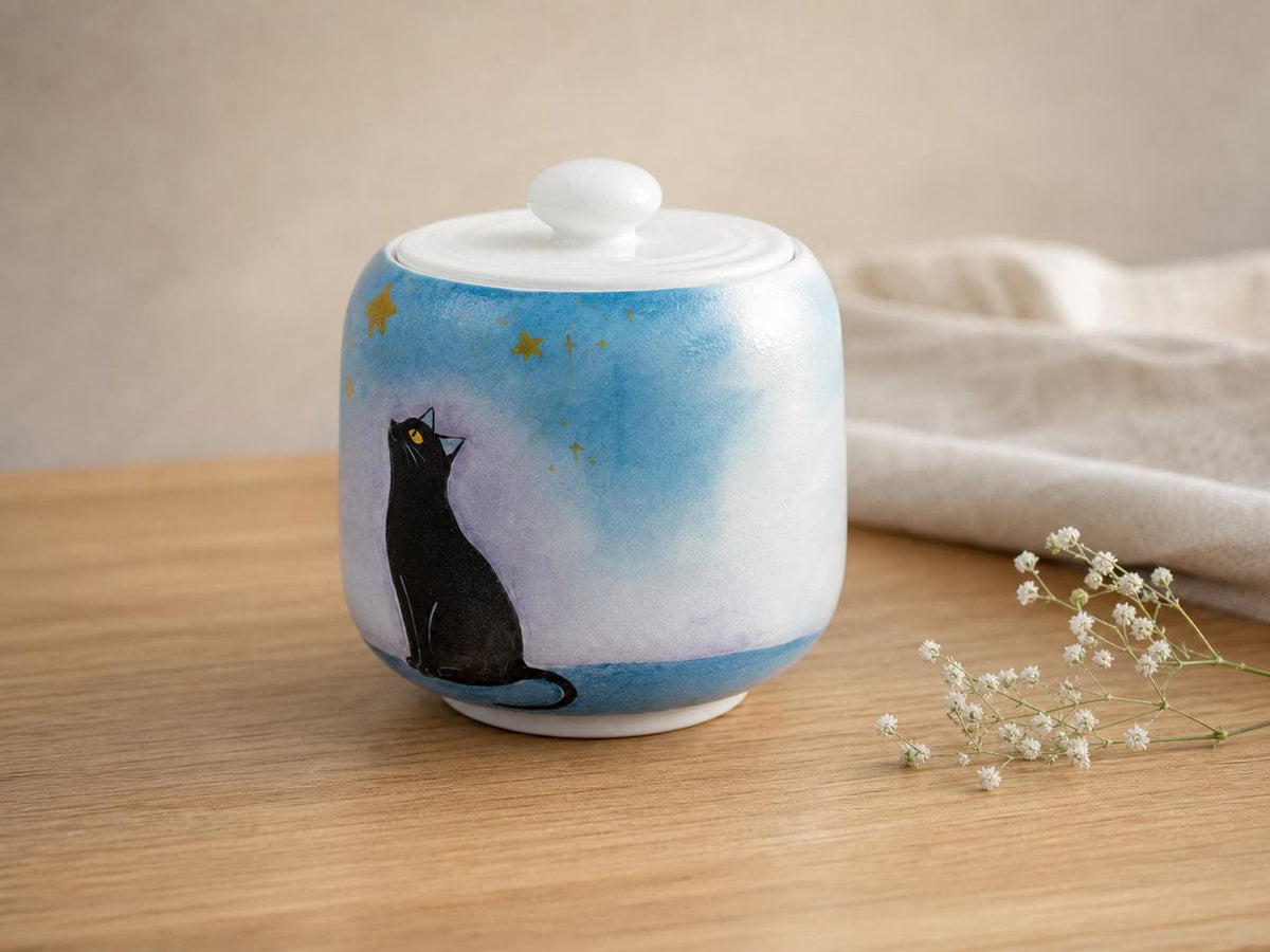 Starry White Cat Memorial Urn product photo 7