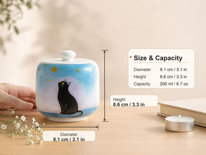 Starry White Cat Memorial Urn product photo 1