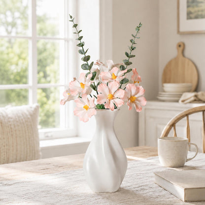 Handmade Ceramic Cosmos Flower Bouquet with White Ceramic Vase product photo 2