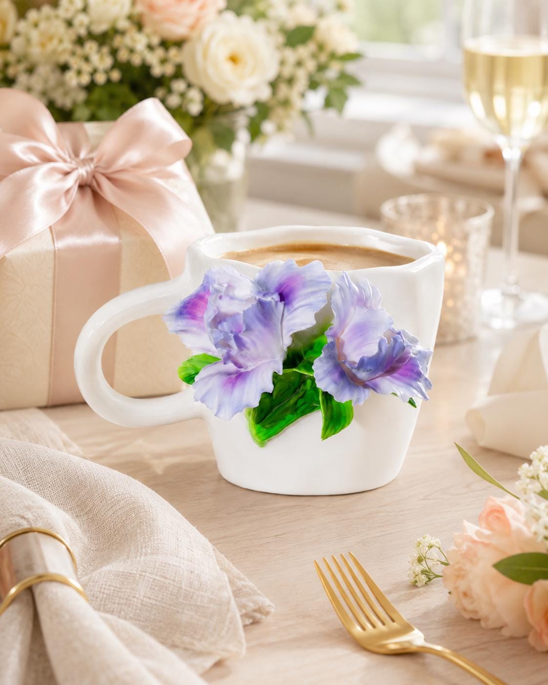 Purple Iris Ceramic Coffee Mug product photo 1